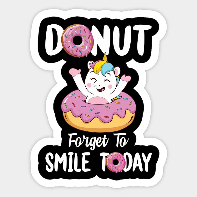 Unicorn pops out of donut and gives everyone a smile Sticker by Cedinho